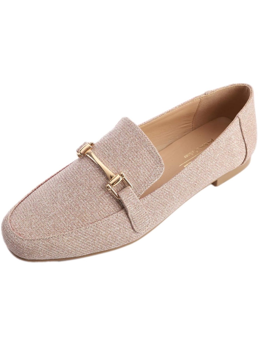 Metallic Blush Loafer with Gold Bit Accent